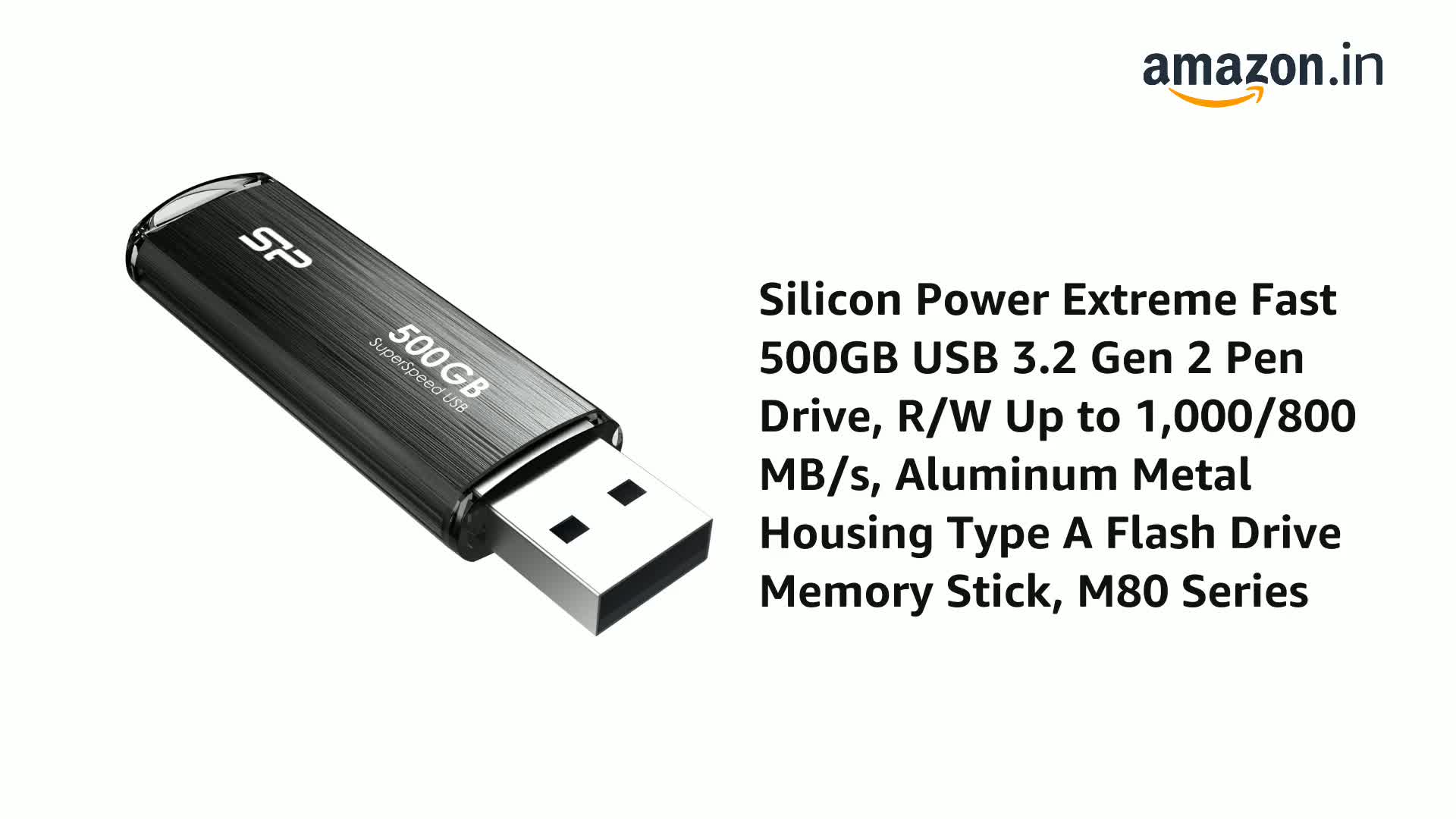 Silicon Power Extreme Fast 500GB USB 3.2 Gen 2 Pen Drive, R/W Up